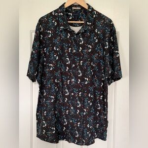 Good Man Brand Floral Short Sleeve Button Up Shirt XXL Black Blue Red MSRP $178